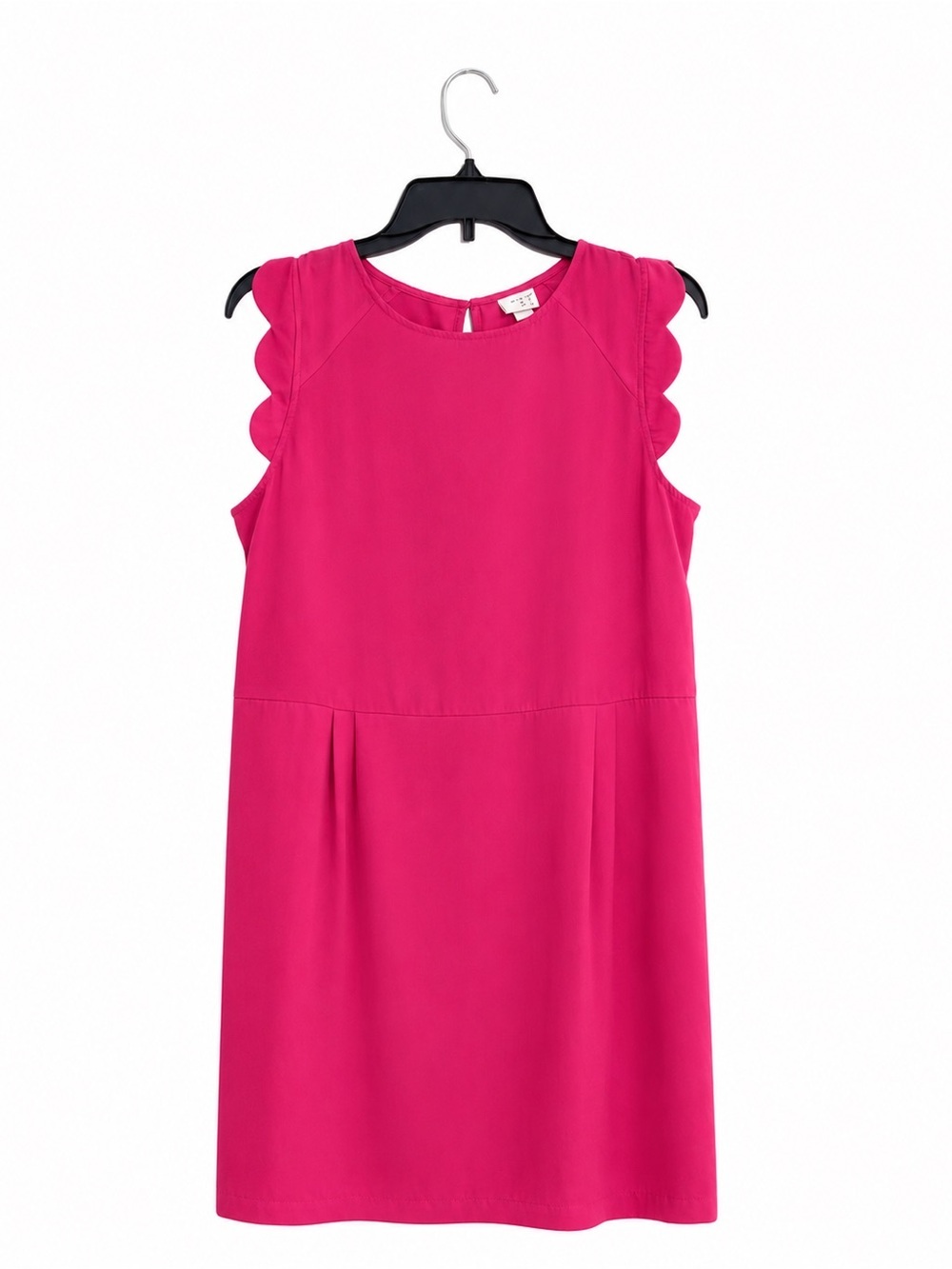 A New Day Fuchsia Pink Shift Dress Women’s Medium Scallop Sleeve Crepe